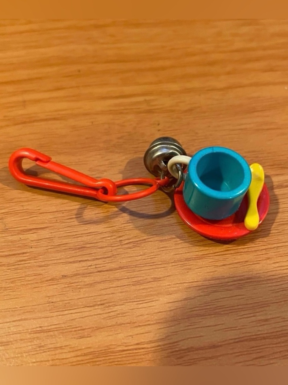 Vintage 1980s Plastic Bell Charm Cup Spoon Saucer Dish 80s Necklace